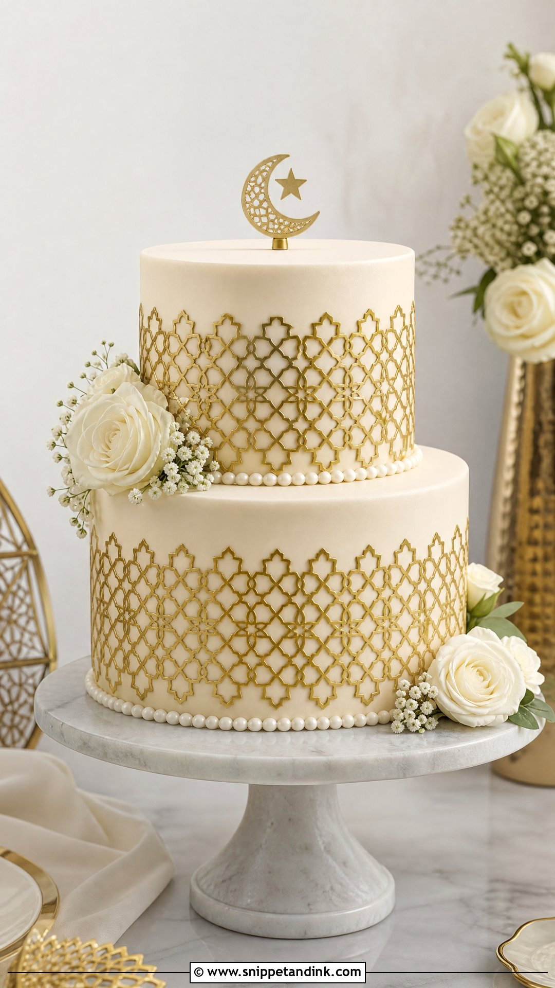 Islamic Pattern Nikkah Cake - Snippet and Ink - 25 Nikkah Cake Ideas