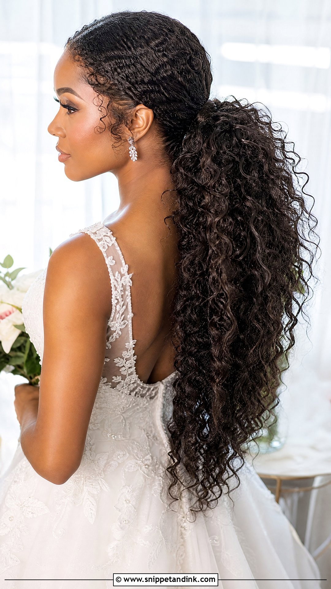 Issa Rae Long Curly Ponytail - Snippet and Ink - 20 Celebrity Wedding Hair Ideas