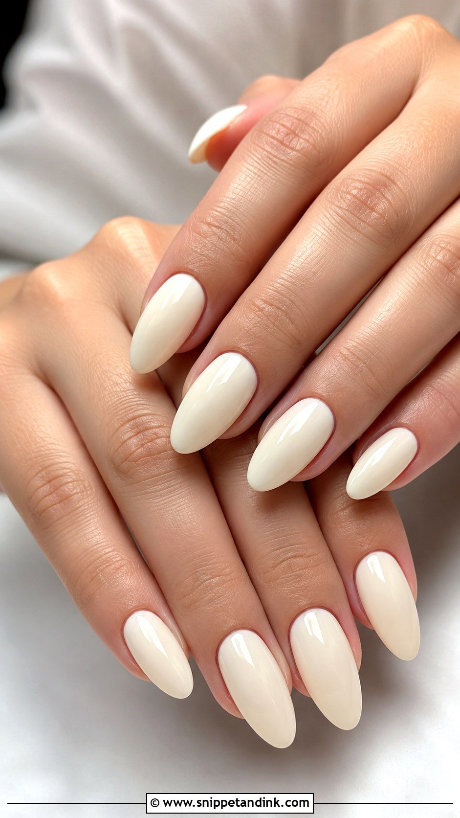 Ivory Acrylic Almond Wedding Nails - Snippet and Ink - 20 Acrylic Almond Wedding Nails for Bride
