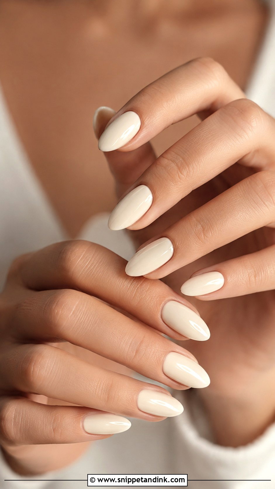 Ivory Almond Wedding Nails - Snippet and Ink - 20 Almond Shape Wedding Nails