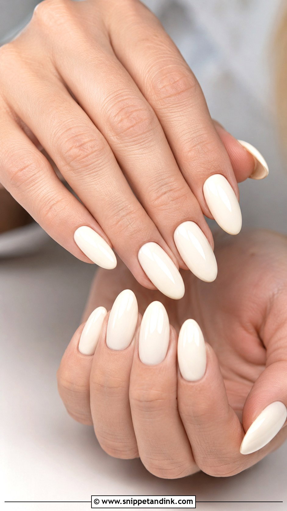 Ivory Almond Wedding Nails - Snippet and Ink - 20 Nail Art for Marriage Ideas
