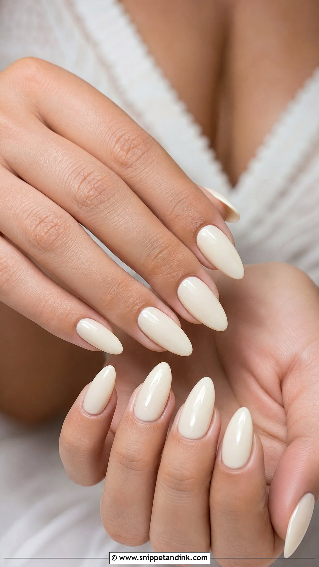 Ivory Almond Wedding Nails - Snippet and Ink - 25 Almond Wedding Nails for Bride