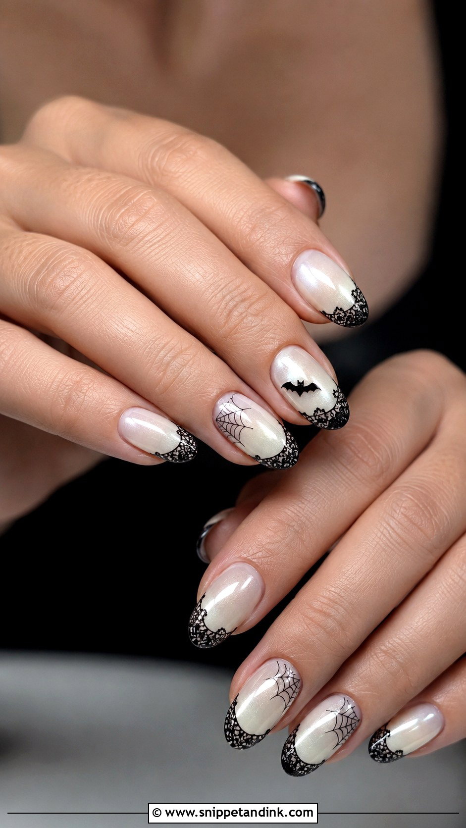 Ivory And Black Halloween Wedding Nails - Snippet and Ink - 20 Halloween Wedding Nails