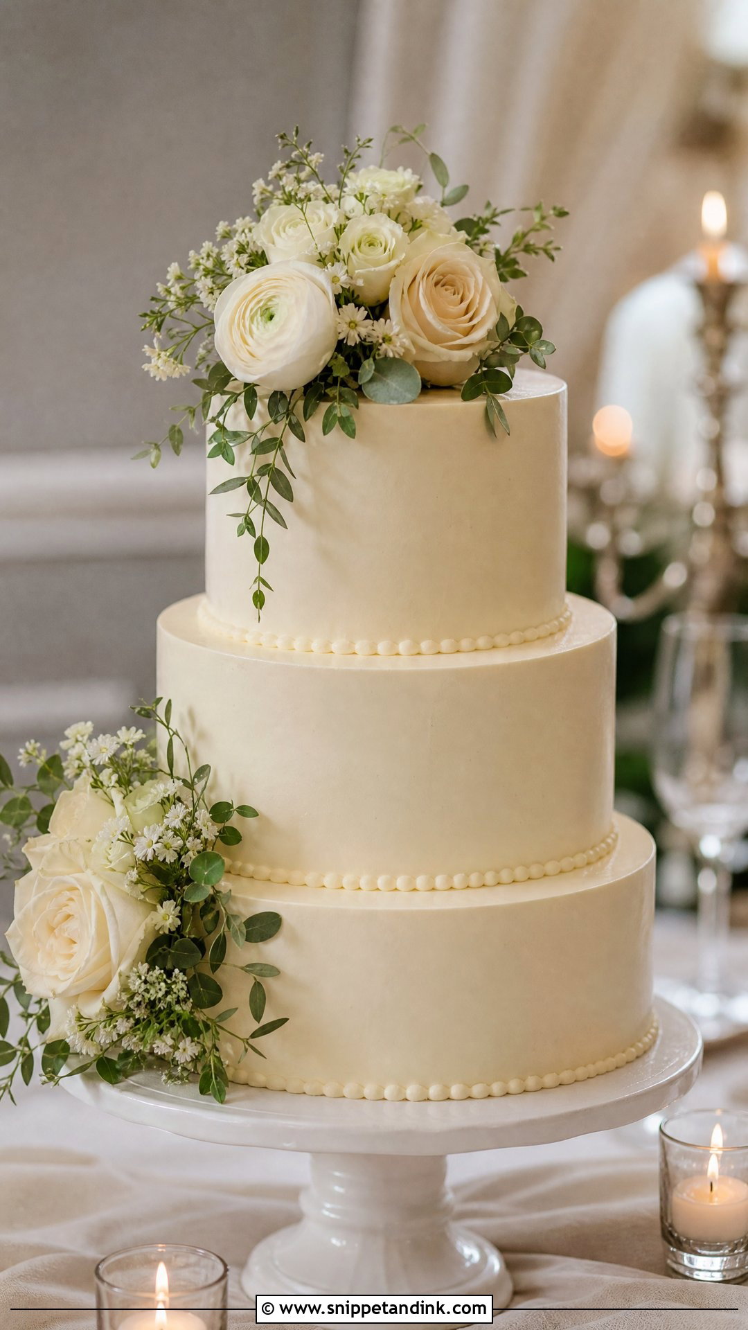 Ivory Buttercream Wedding Cake - Snippet and Ink - 20 Traditional Wedding Cakes