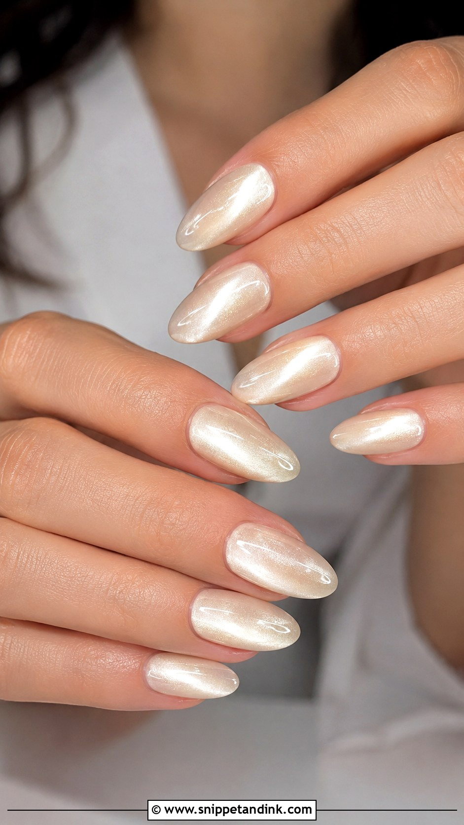 Ivory Cat Eye Bridal Wedding Nails - Snippet and Ink - 20 Cat Eye Bridal Wedding Nails