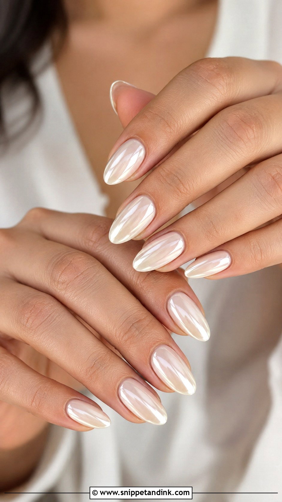 Ivory Chrome Bridal Nails - Snippet and Ink - 20 Romantic Nails Brides
