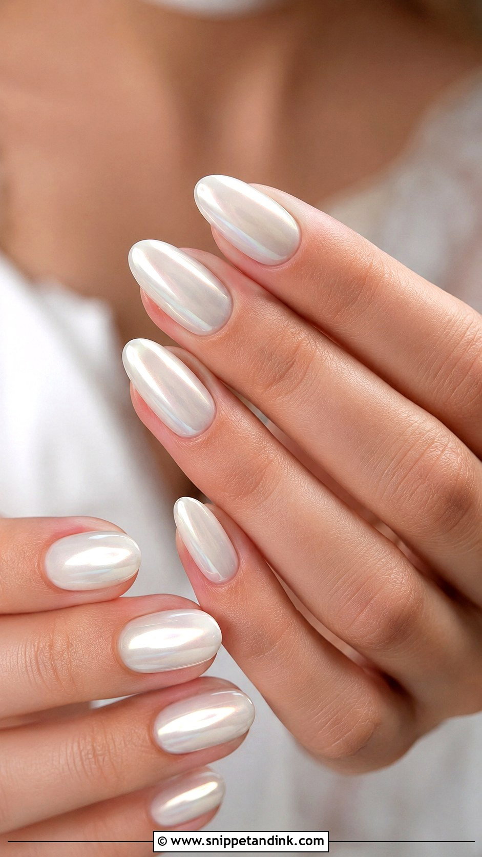 Ivory Chrome Wedding Nails - Snippet and Ink - 20 Ivory Wedding Nails