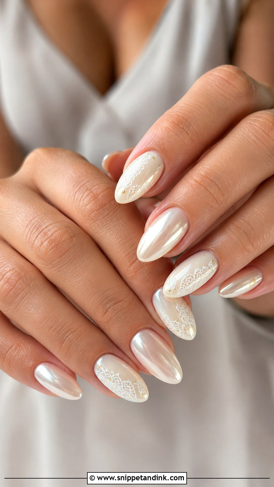 Ivory Chrome Wedding Nails - Snippet and Ink - 20 Elegant Indian Bride Wedding Nails