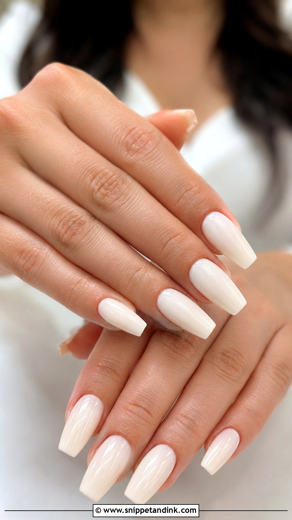Ivory Coffin Bridal Nails - Snippet and Ink - 20 Coffin Shape Bridal Nails