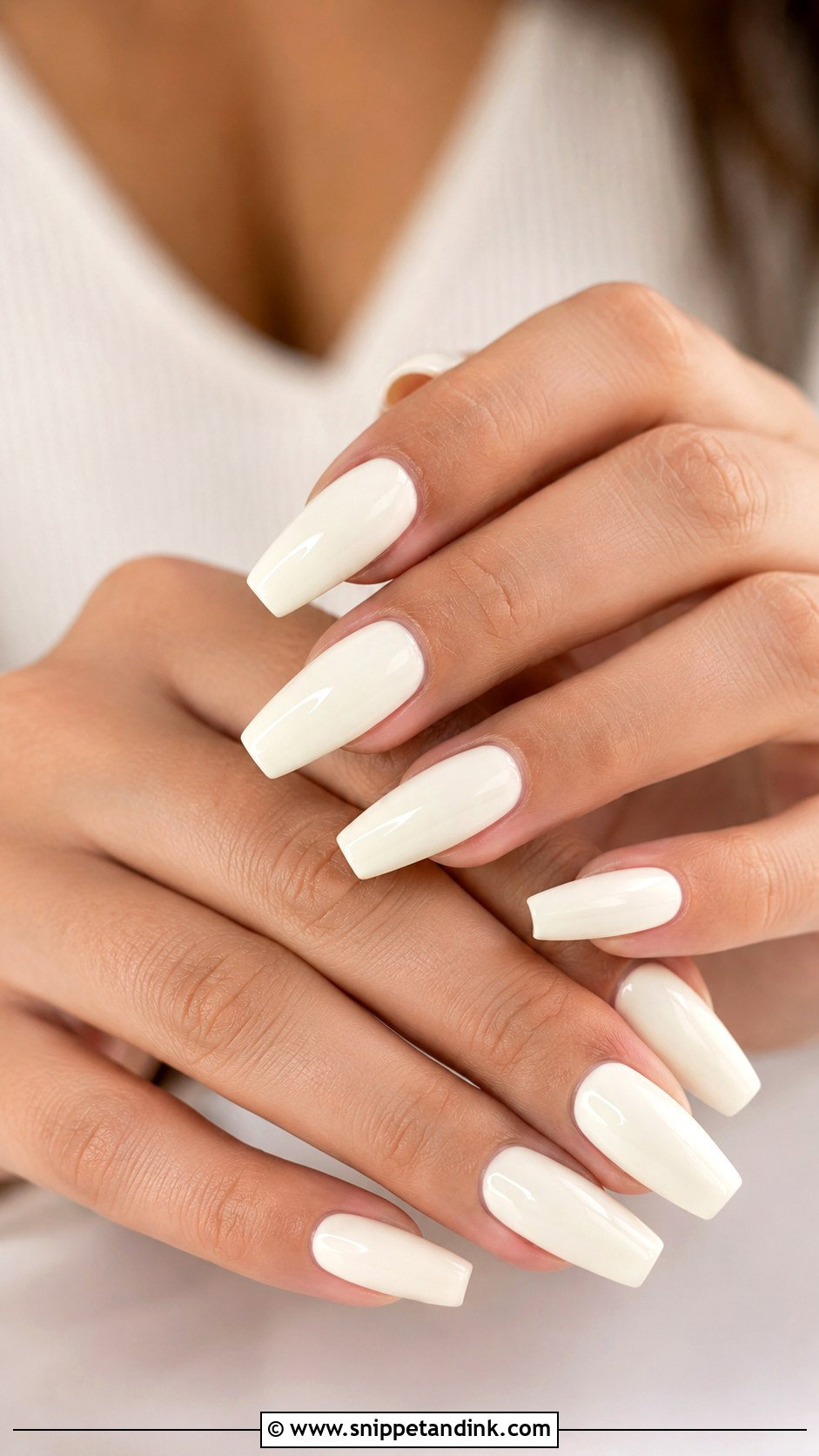 Ivory Coffin Wedding Nails - Snippet and Ink - 20 Coffin Shape Wedding Nails for Bride