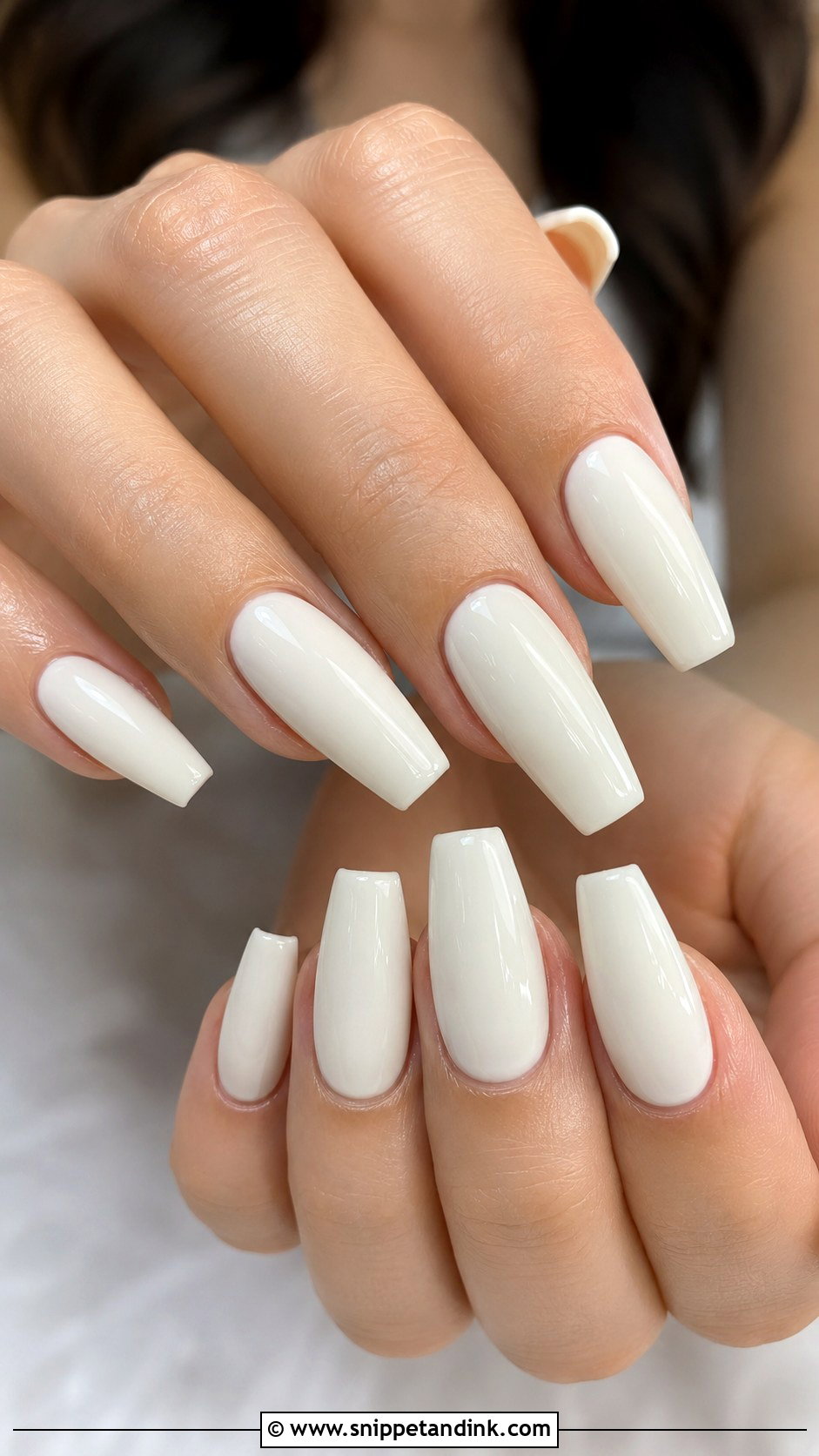 Ivory Coffin Wedding Nails - Snippet and Ink - 20 Coffin Wedding Nails for Bride
