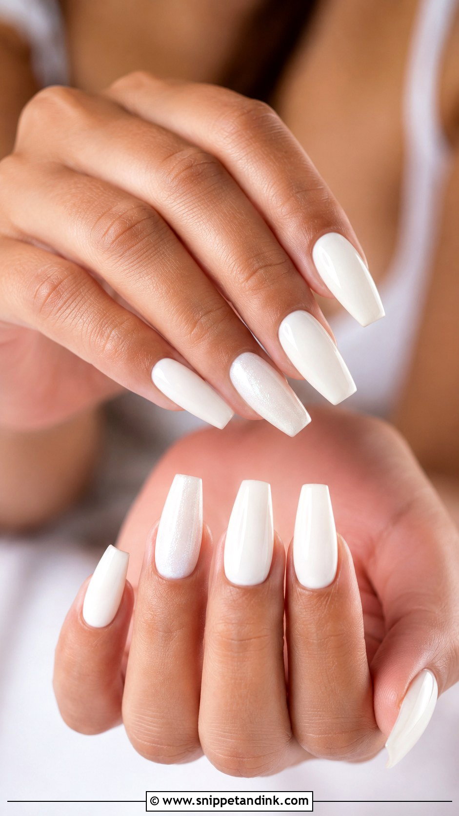 Ivory Coffin Wedding Nails - Snippet and Ink - 20 Ivory Wedding Nails