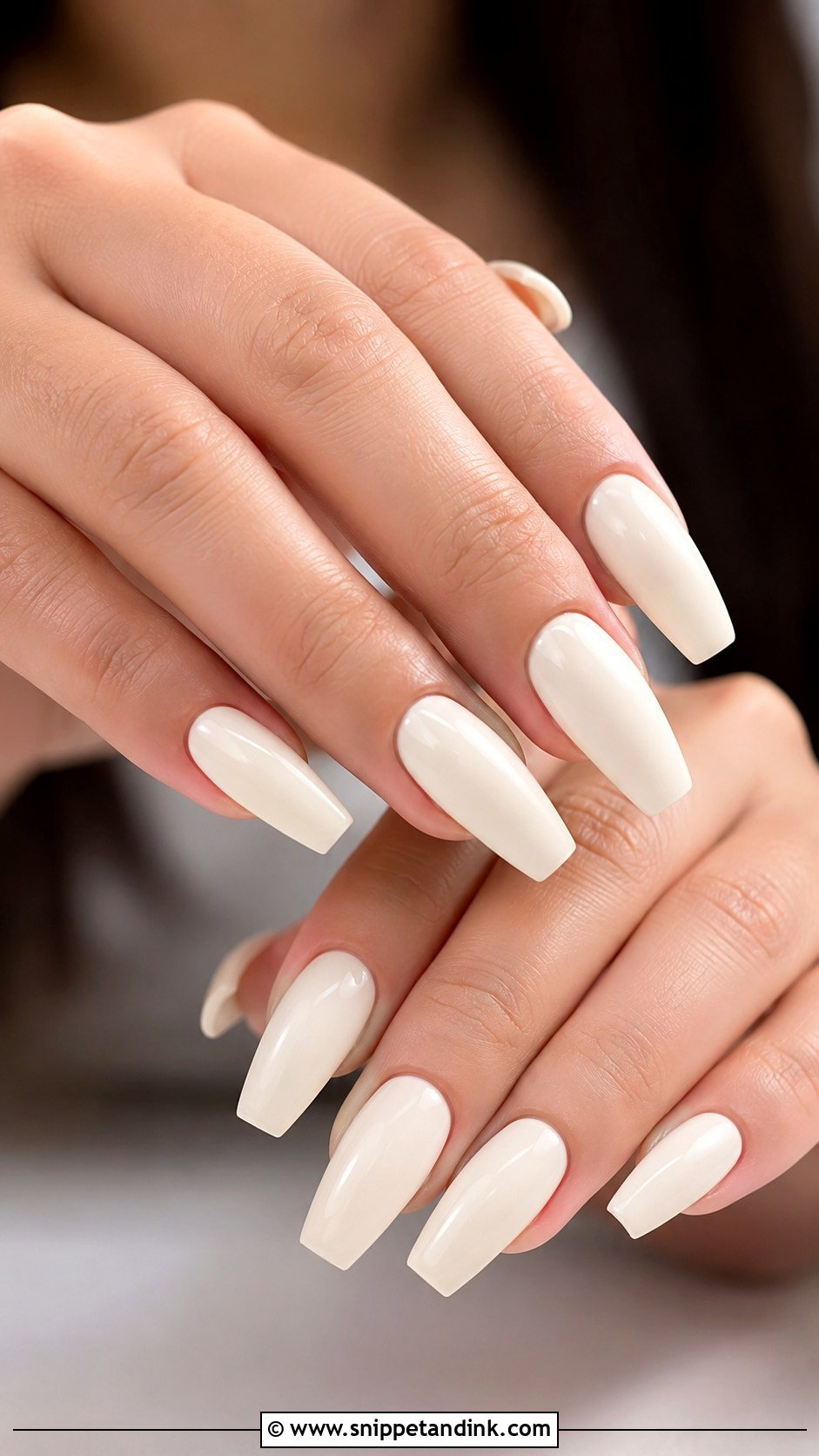 Ivory Coffin Wedding Nails - Snippet and Ink - 20 Coffin Shape Wedding Nails
