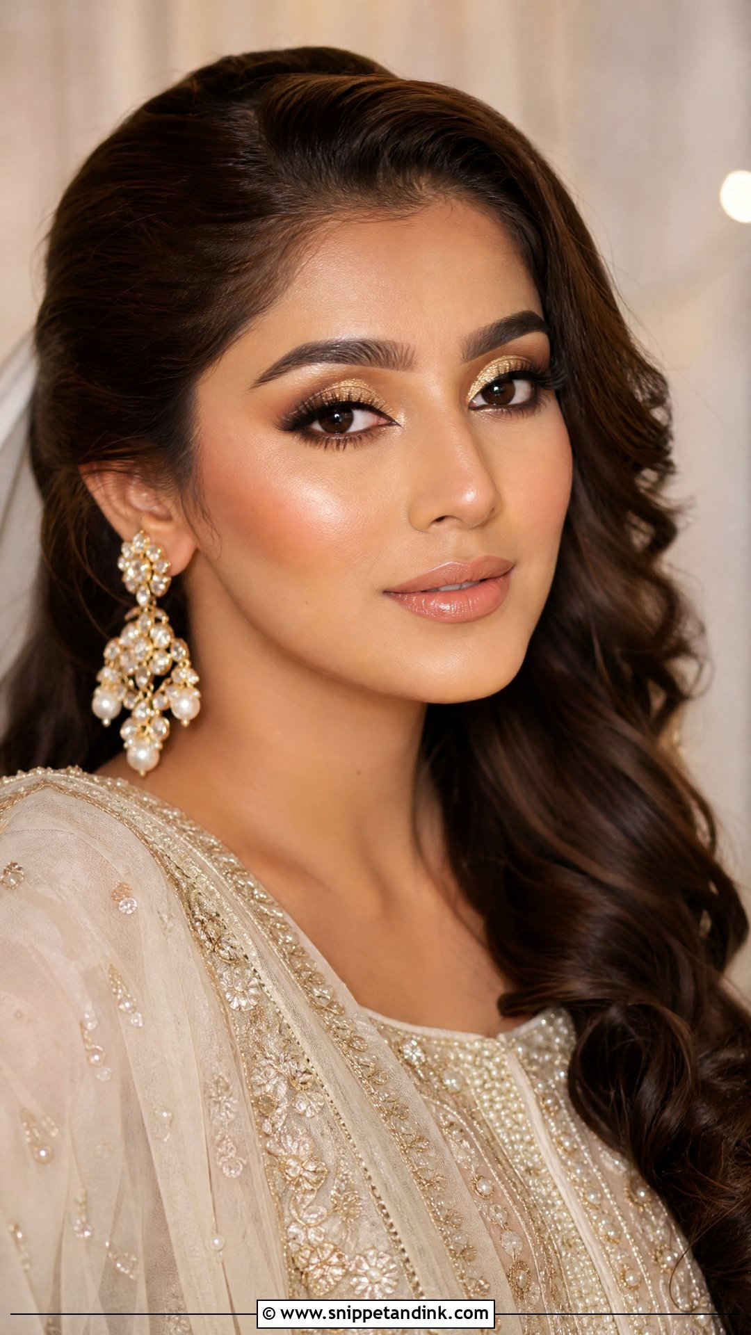 Ivory Dress Walima Makeup - Snippet and Ink - 20 Pakistani Bridal Walima Makeup Look Ideas