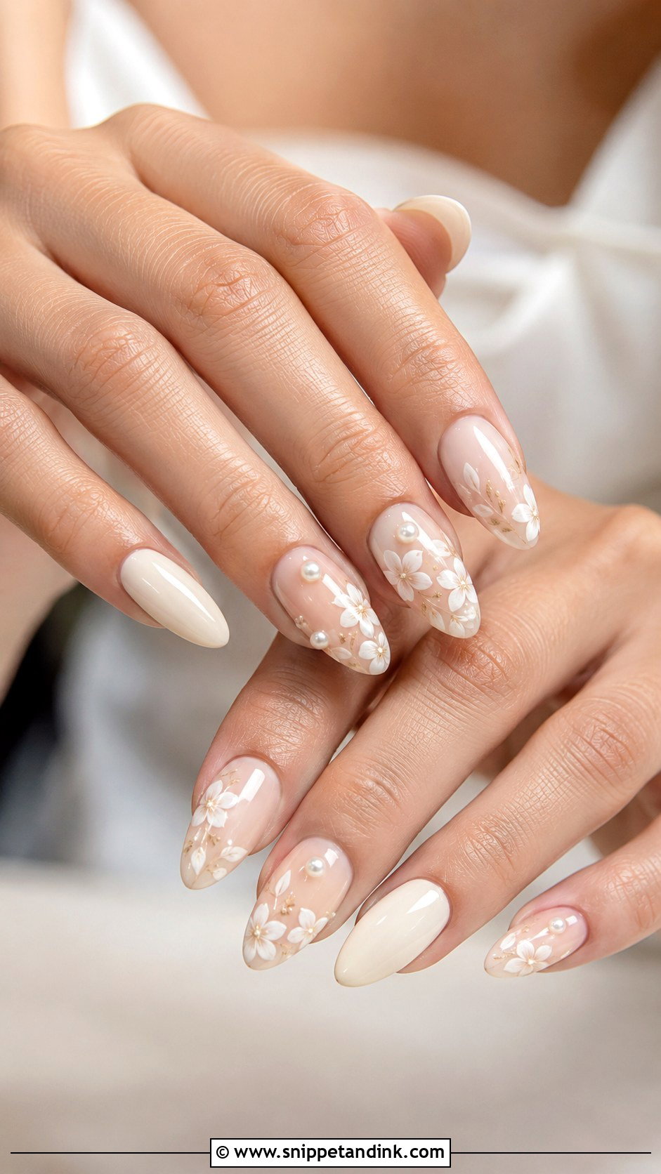 Ivory Floral Wedding Nails - Snippet and Ink - 20 Floral Wedding Nails for Bride