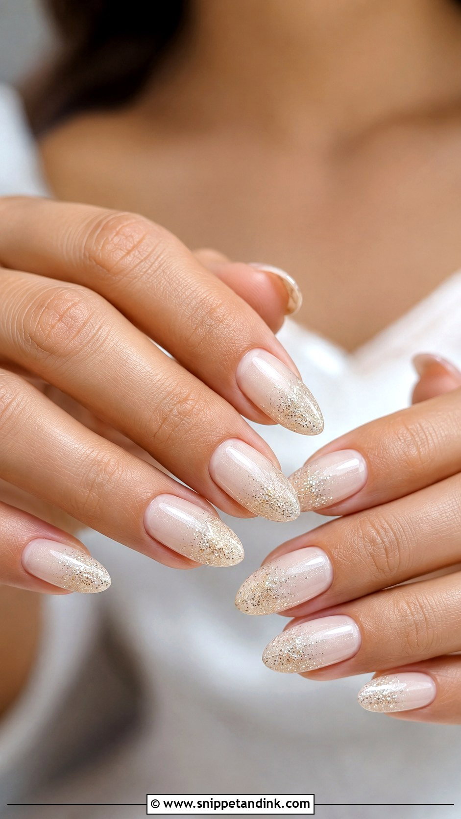 Ivory Glitter Wedding Nails - Snippet and Ink - 20 Ivory Wedding Nails