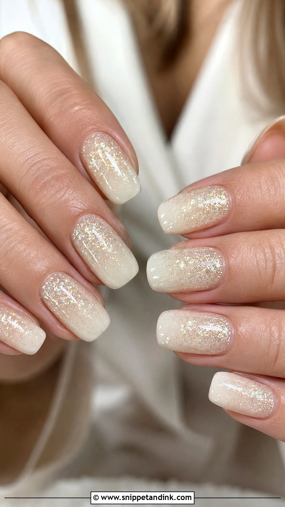 Ivory Glitter Winter Wedding Nails - Snippet and Ink - 20 Winter Wedding Nails for Bride