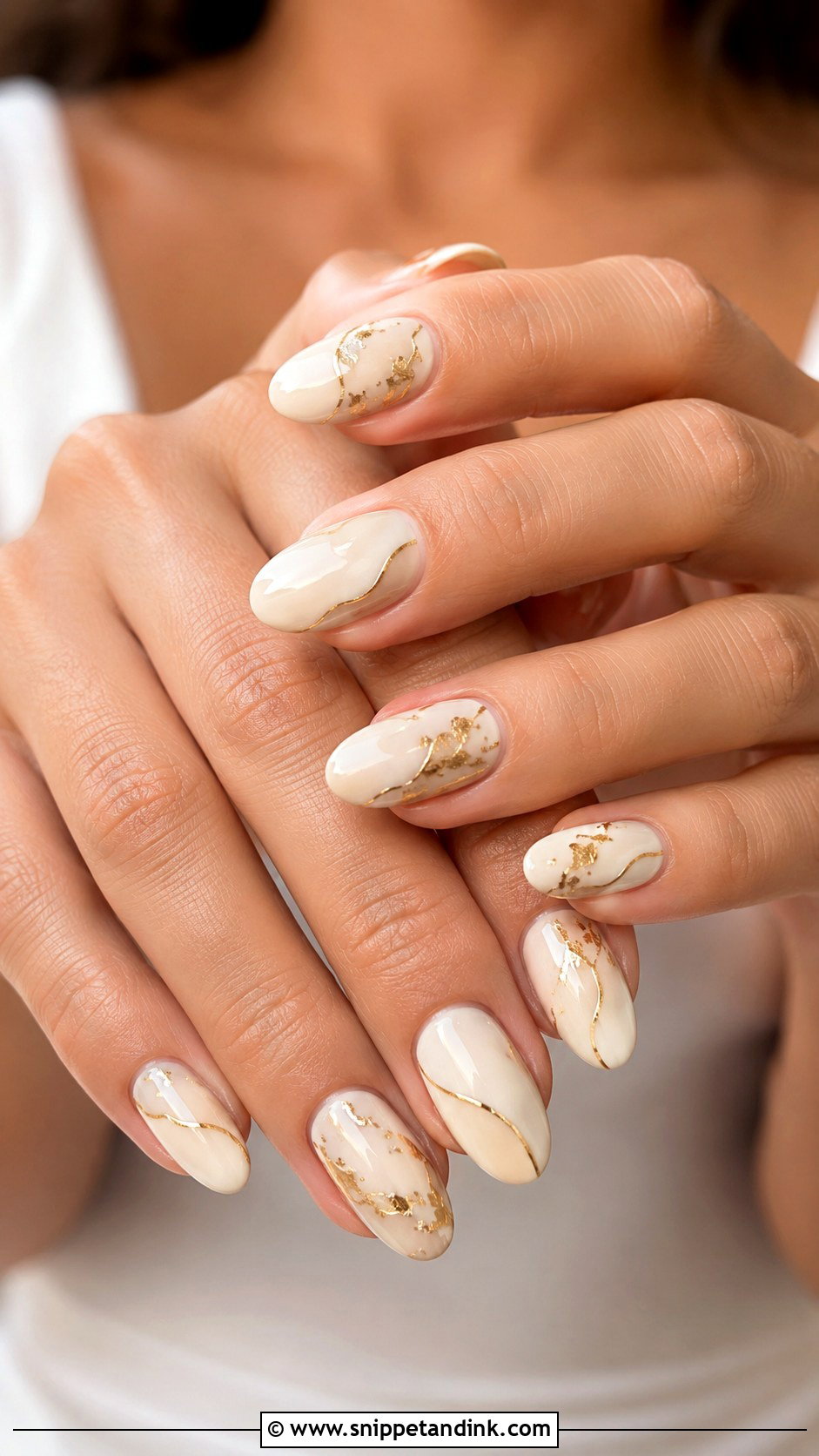 Ivory Gold Wedding Nails - Snippet and Ink - 20 Ivory Wedding Nails