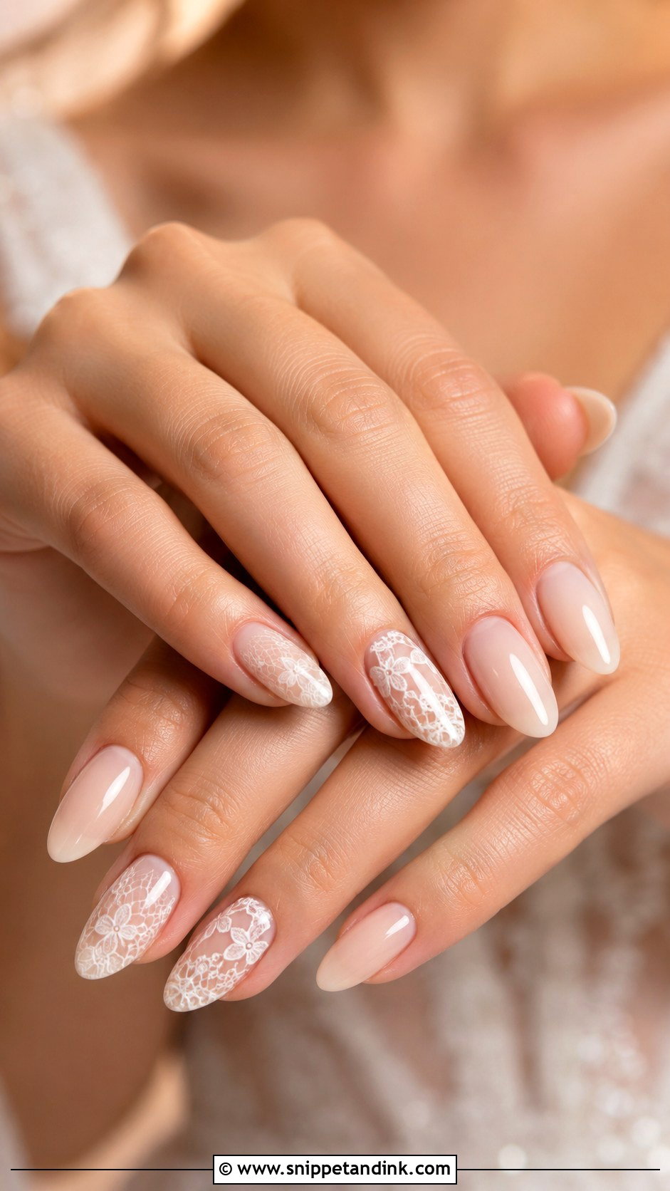 Ivory Lace Wedding Nails - Snippet and Ink - 20 Ivory Wedding Nails