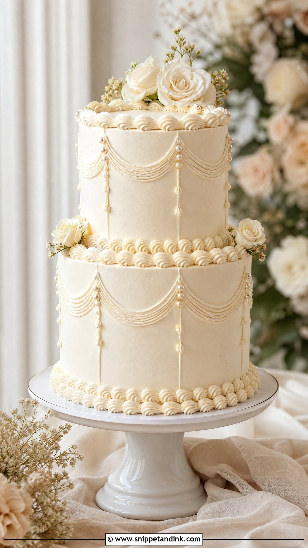 Ivory Lambeth Wedding Cake - Snippet and Ink - 20 Lambeth Wedding Cake Ideas