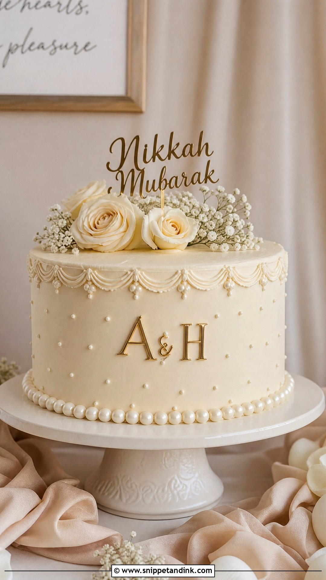 Ivory Nikkah Cake - Snippet and Ink - 25 Nikkah Cake Ideas