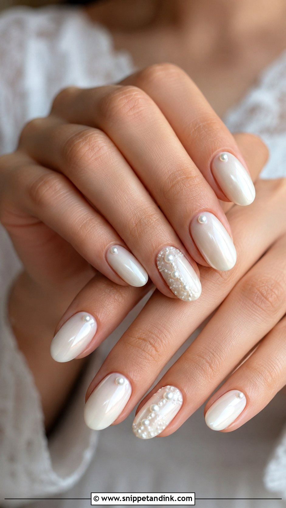 Ivory Pearl Wedding Nails - Snippet and Ink - 20 Ivory Wedding Nails