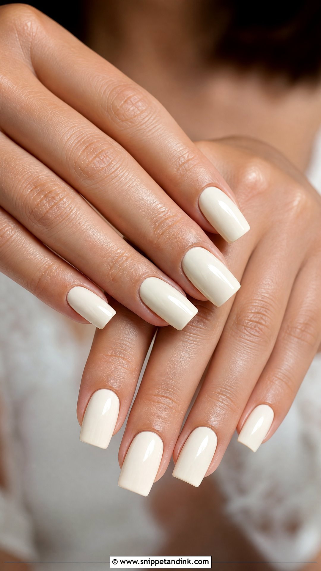 Ivory Square Bridal Nails - Snippet and Ink - 25 Square Bridal Nails