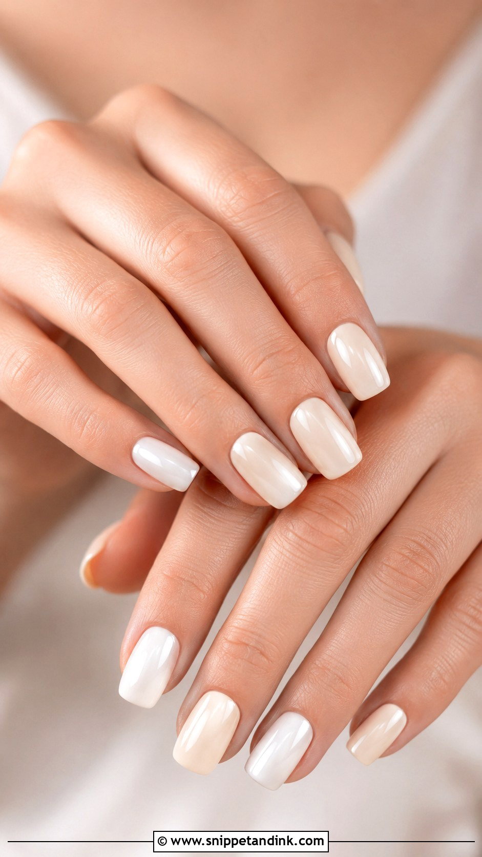 Ivory Wedding Nails - Snippet and Ink - 20 Nails for Bride Wedding Day 2025