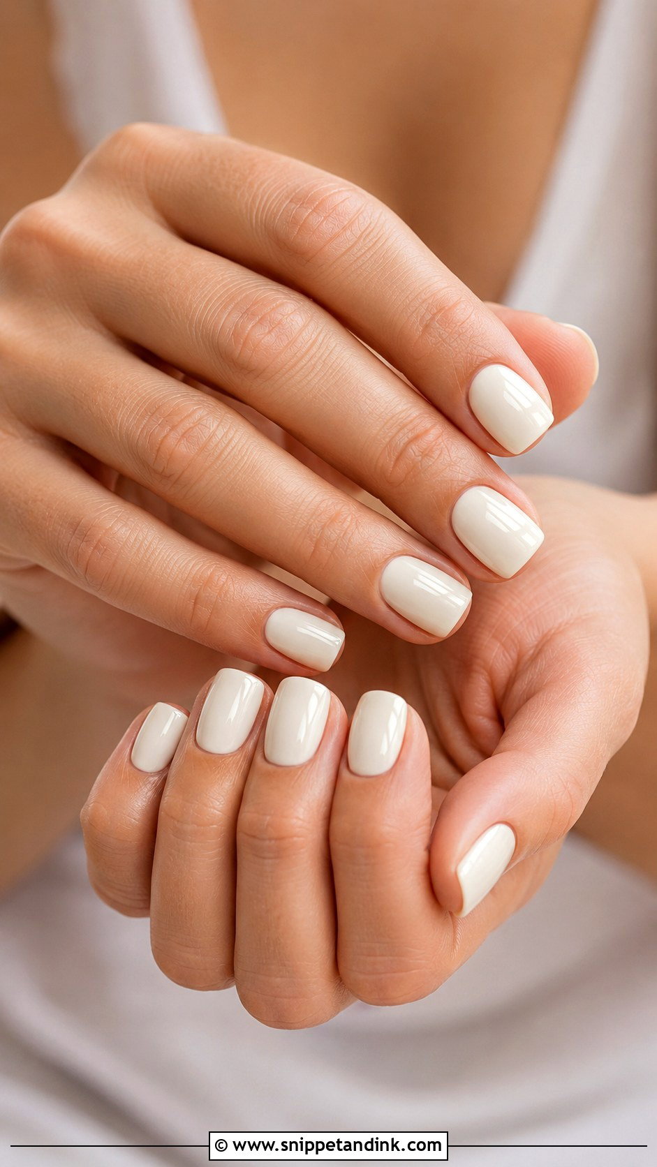 Ivory Wedding Nails - Snippet and Ink - 20 Plain Wedding Nails