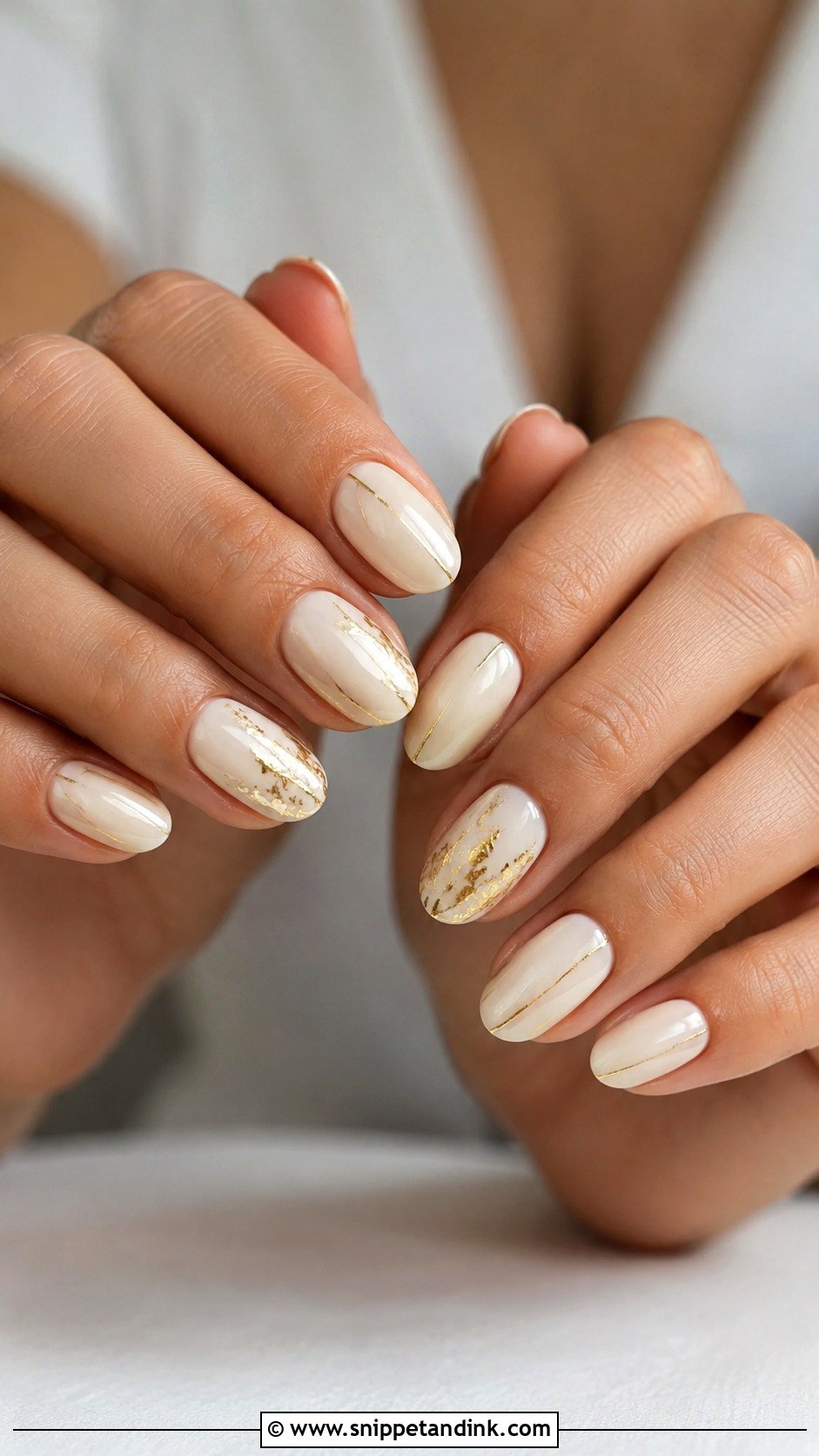 Ivory Wedding Nails With Gold - Snippet and Ink - 20 Wedding Nails for Bride 2025