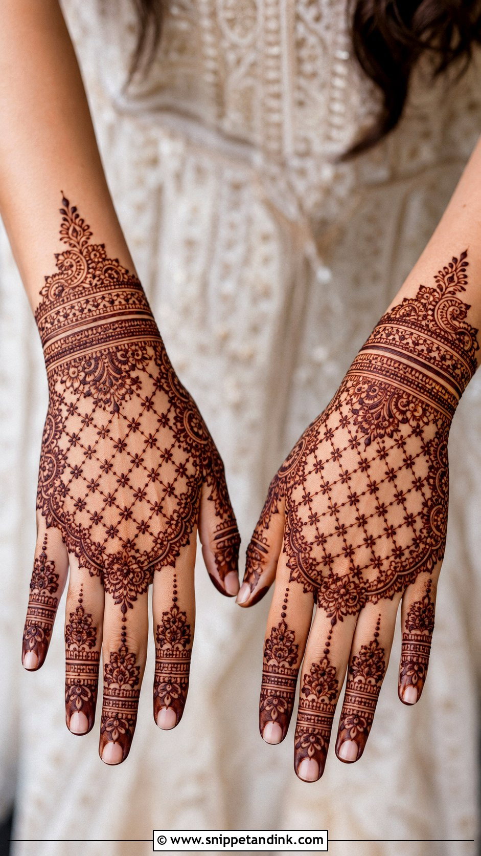 Jaali Back Hand Engagement Mehndi Design - Snippet and Ink - 30 Back Engagement Mehndi Designs
