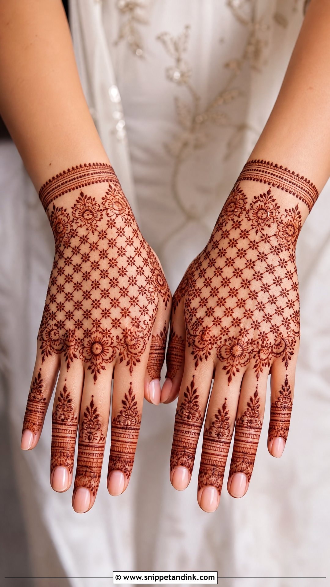Jaali Back Hand Engagement Mehndi Design - Snippet and Ink - 20 Back Bridal Engagement Mehndi Designs