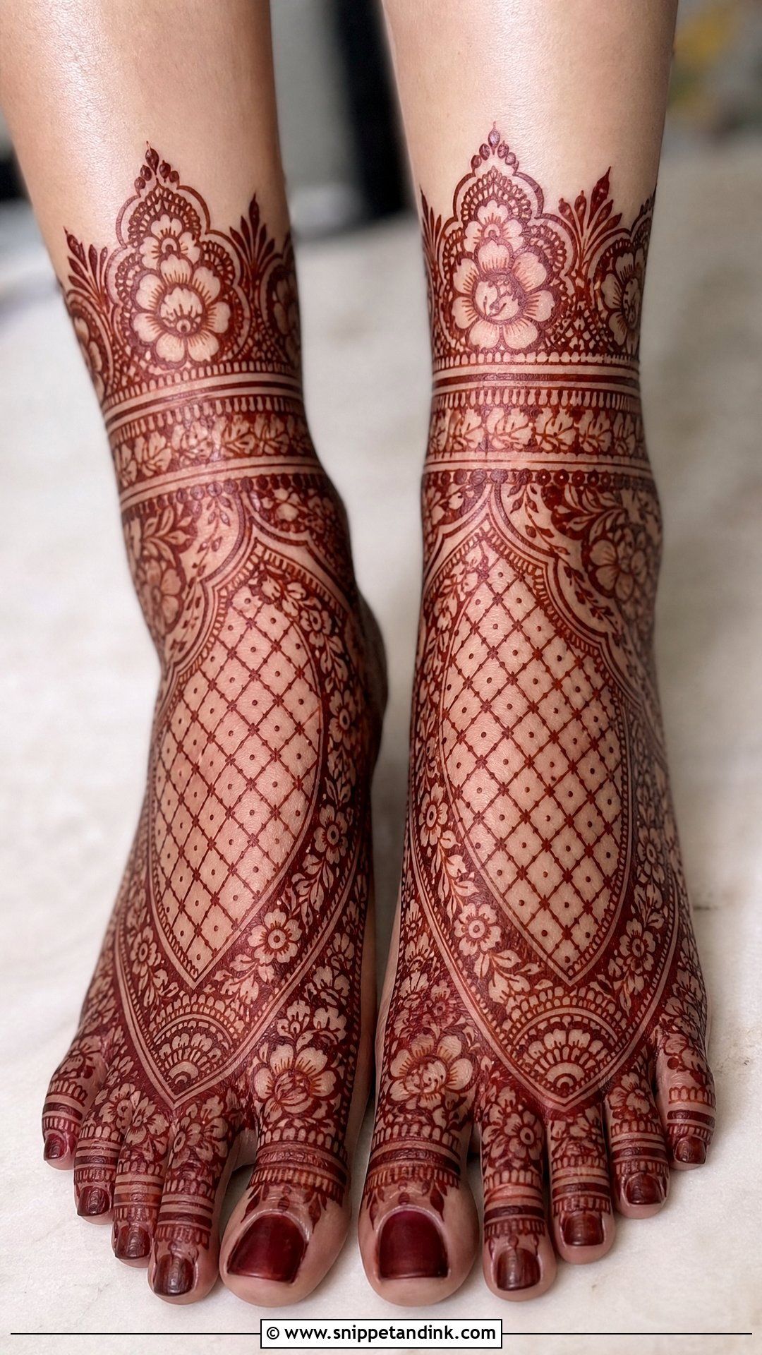 Jaali Bridal Foot Mehndi Design - Snippet and Ink - 20 Bridal Henna Feet Mehndi Designs