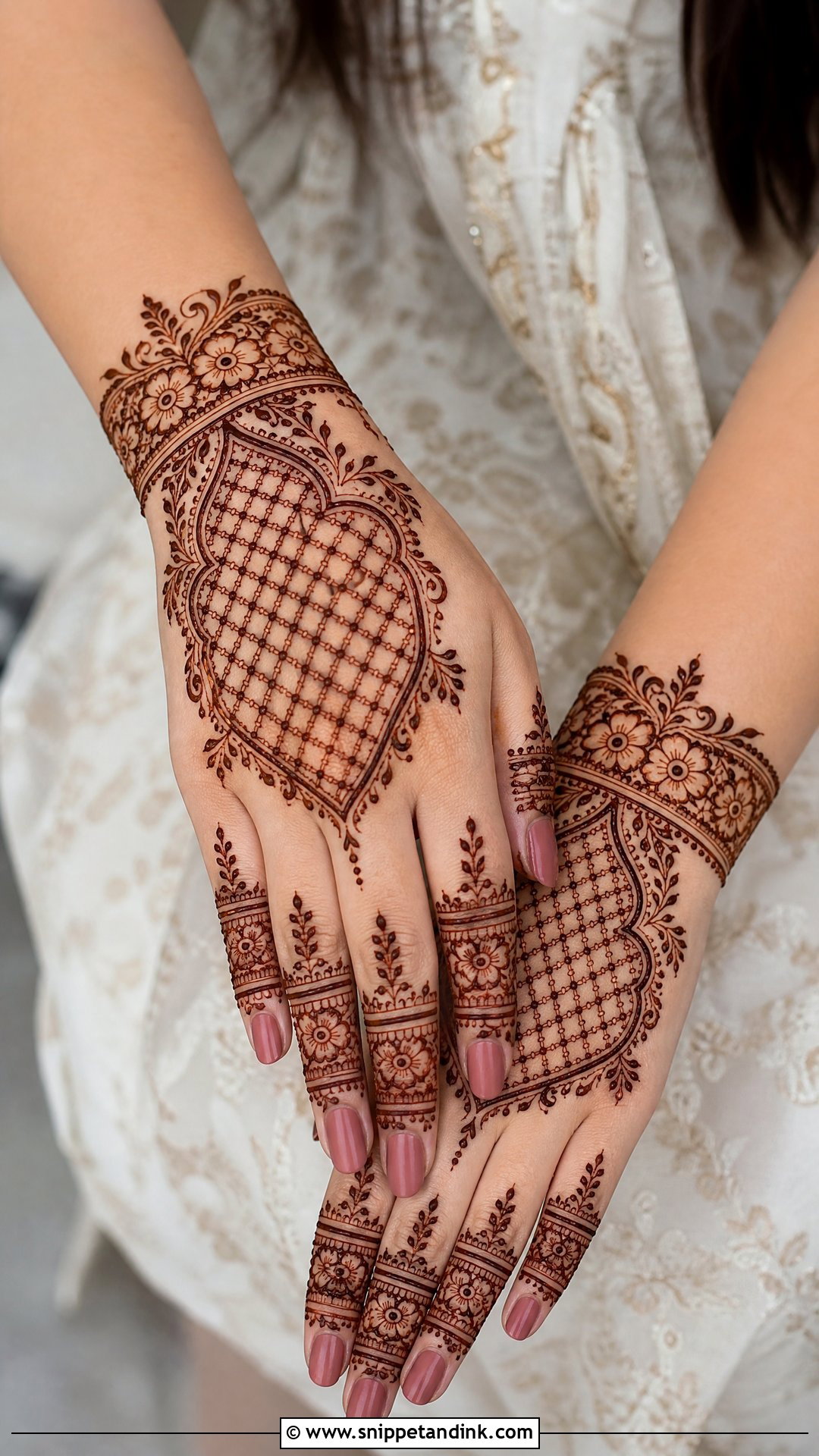 Jaali Engagement Mehndi Design - Snippet and Ink - 20 Simple Engagement Mehndi Ideas