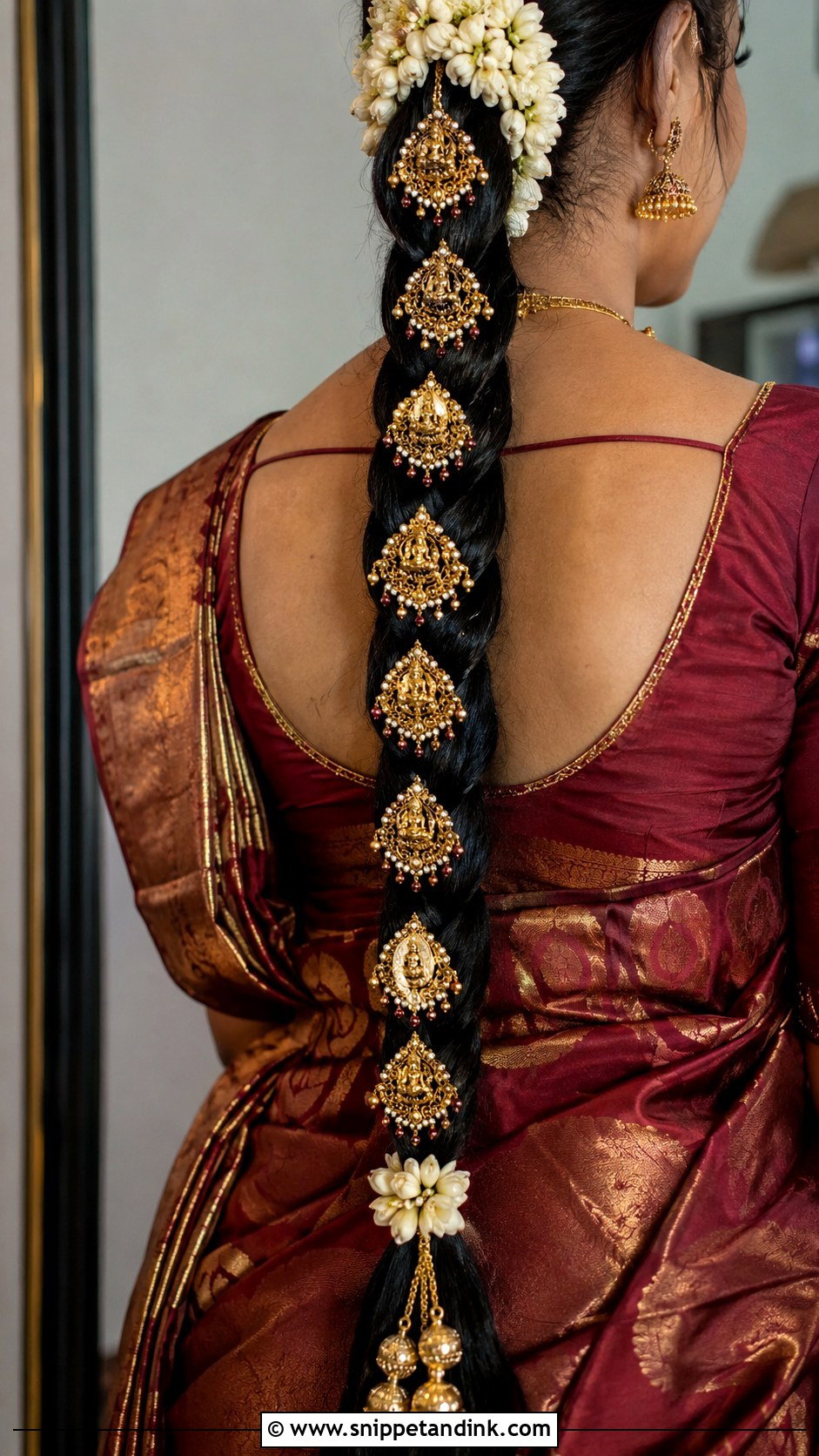 Jadakuppulu Decorated Braid - Snippet and Ink - 25 Telugu Bride Hairstyles