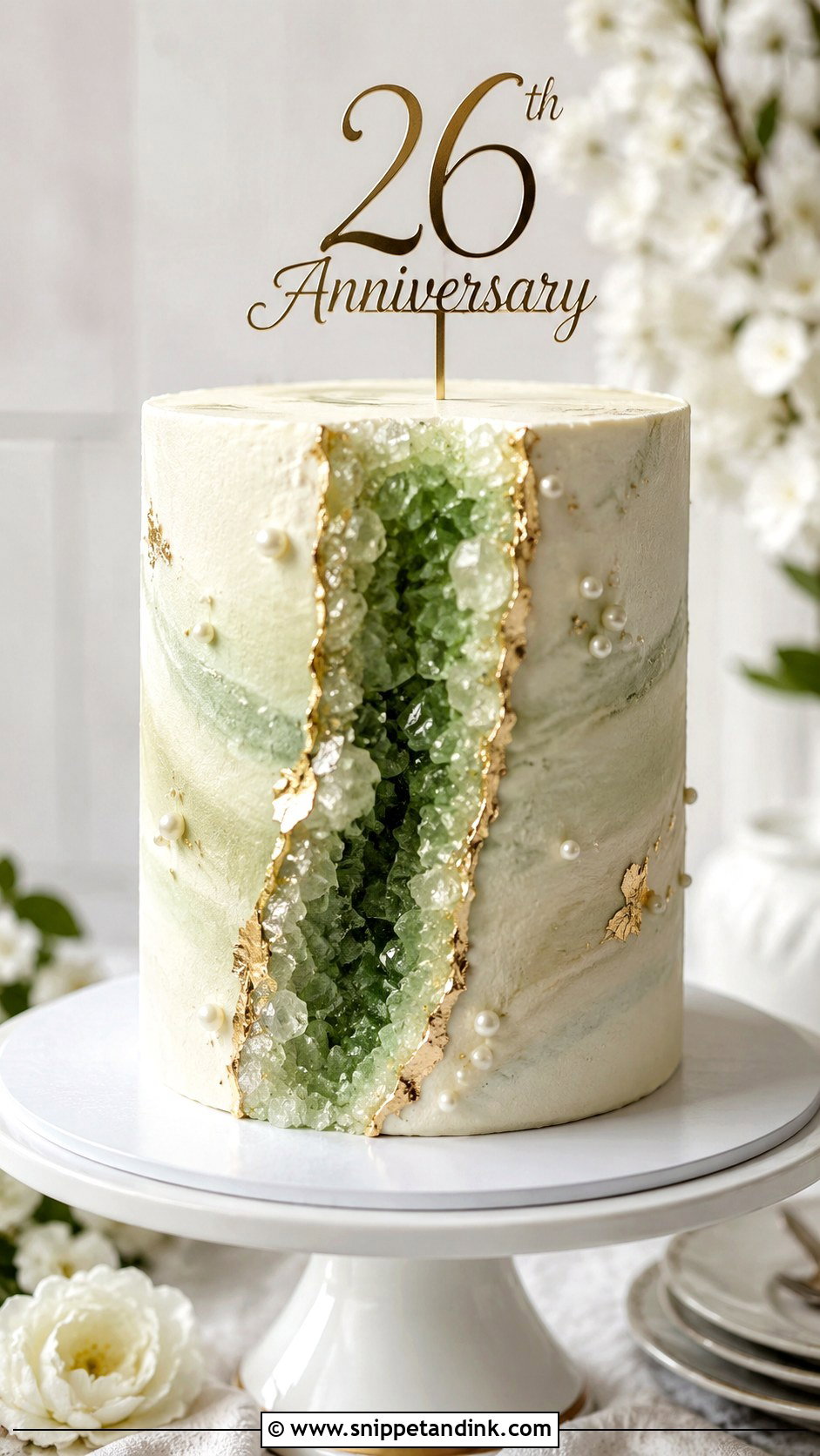 Jade Geode Cake - Snippet and Ink - 20 26th Anniversary Cake Ideas
