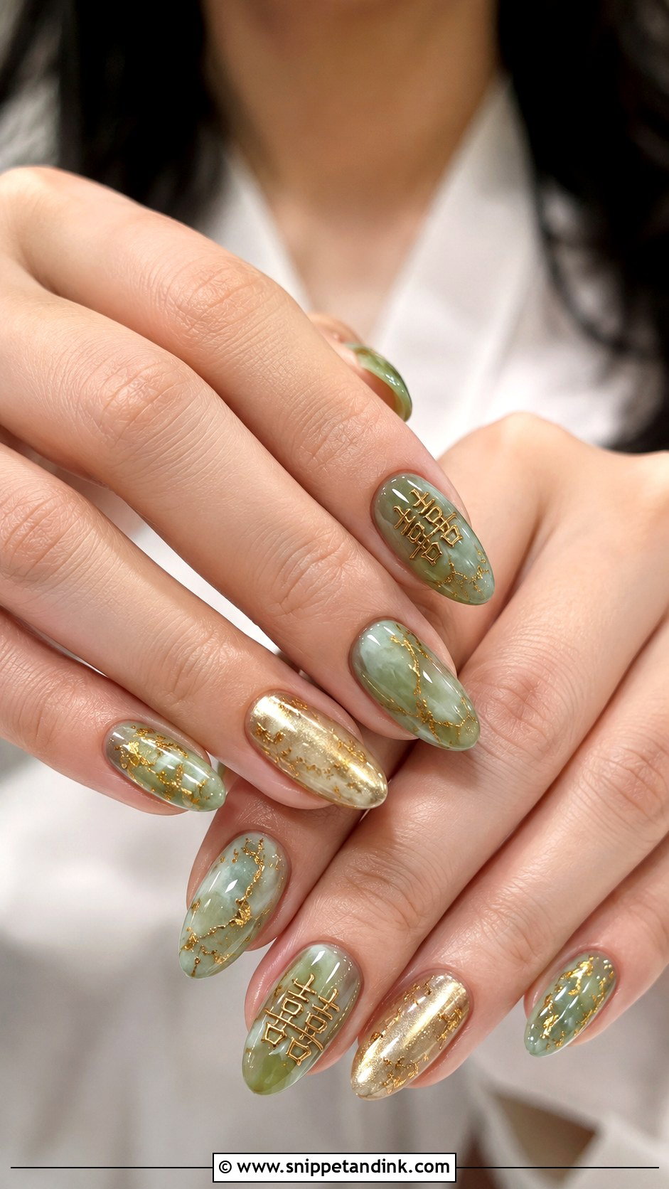Jade Green Chinese Wedding Nails - Snippet and Ink - 20 Chinese Wedding Nails