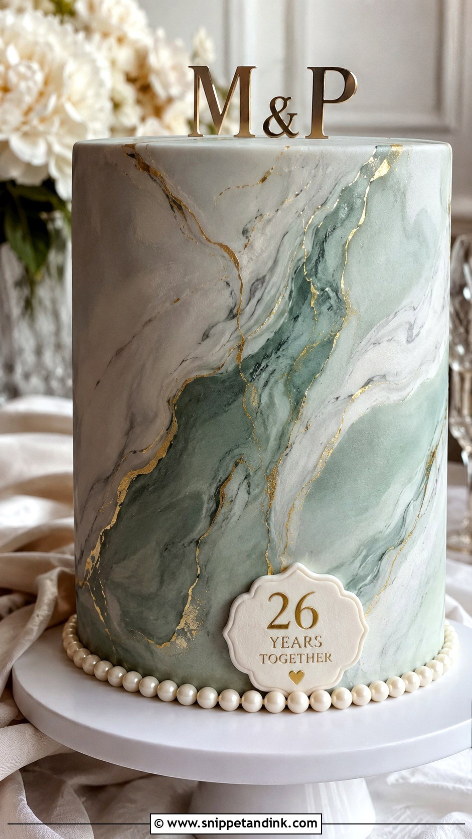 Jade Marble Fondant Cake - Snippet and Ink - 20 26th Anniversary Cake Ideas