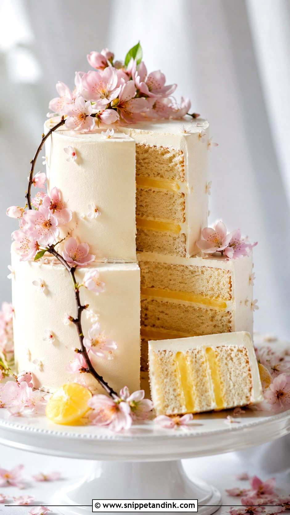 Japanese Cherry Blossom Wedding Cake With Yuzu Filling - Snippet and Ink - 20 Japanese Cherry Blossom Wedding Cake Ideas