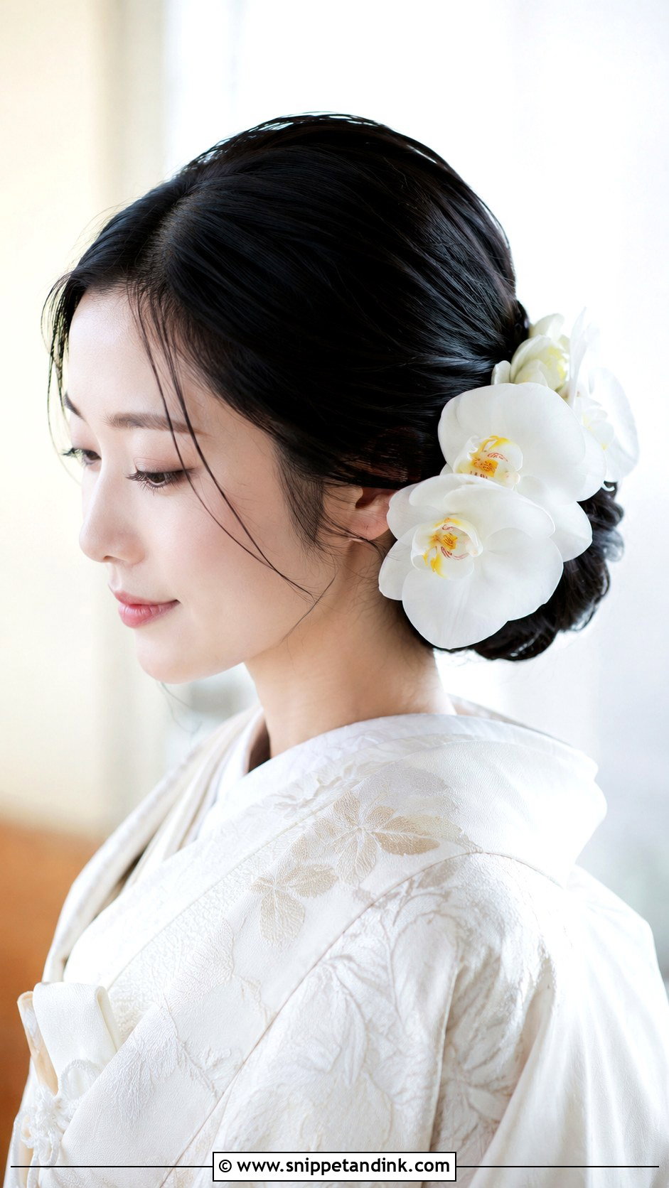 Japanese Floral Wedding Updo - Snippet and Ink - 15 Japanese Wedding Hair Ideas
