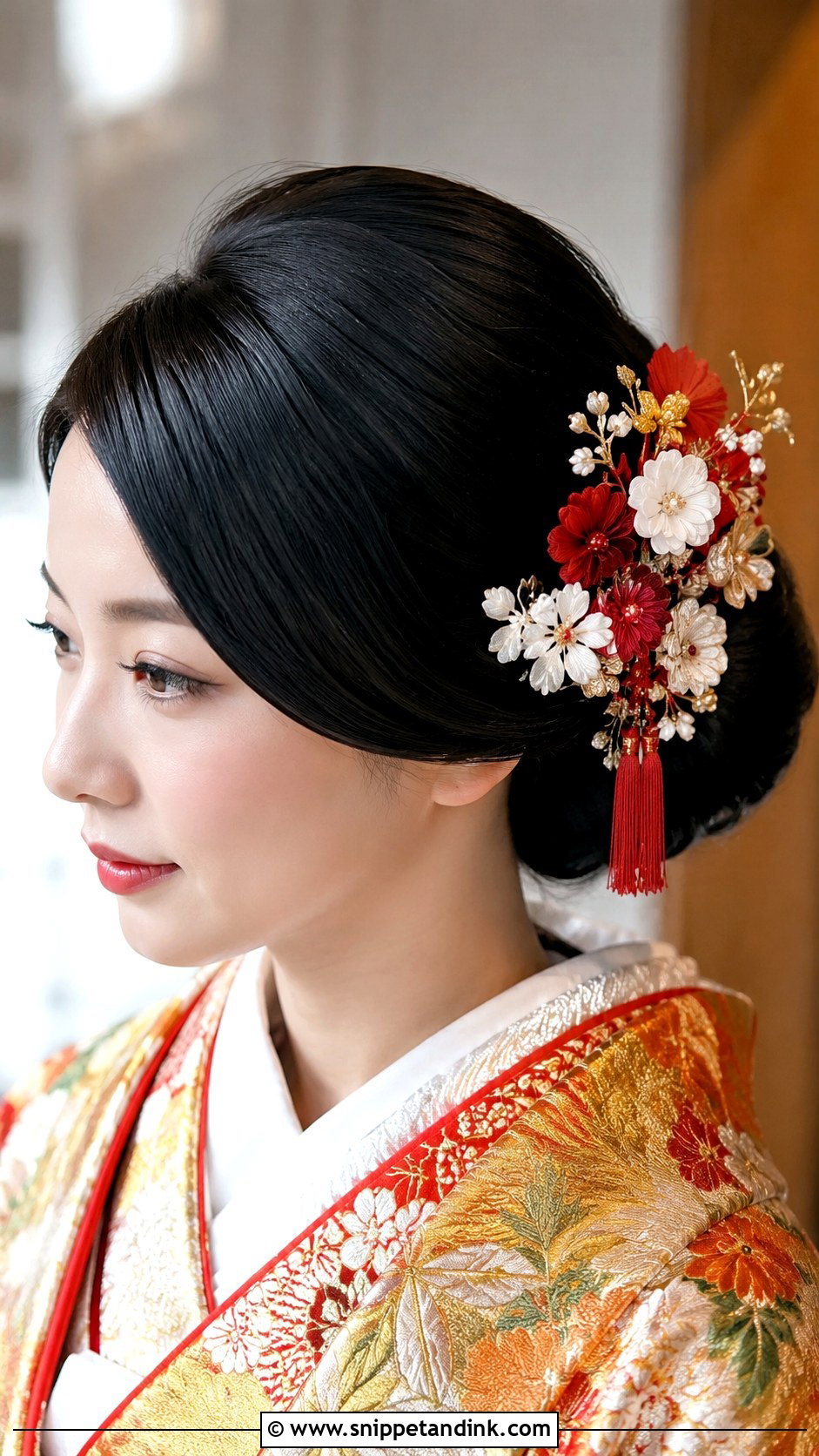 Japanese Wedding Kanzashi Bun - Snippet and Ink - 15 Japanese Wedding Hairstyle Ideas