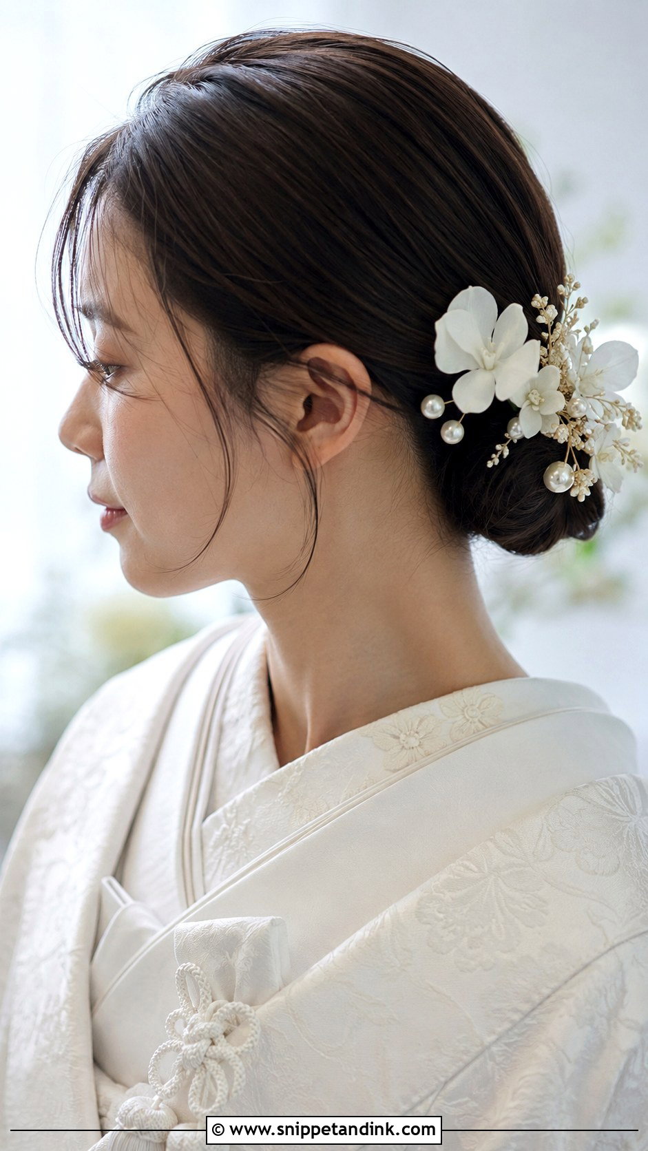 Japanese Wedding Low Chignon - Snippet and Ink - 15 Japanese Wedding Hairstyle Ideas
