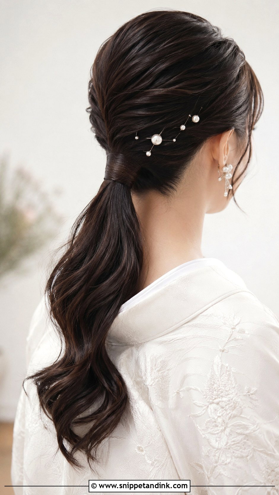 Japanese Wedding Low Ponytail - Snippet and Ink - 15 Japanese Wedding Hairstyle Ideas
