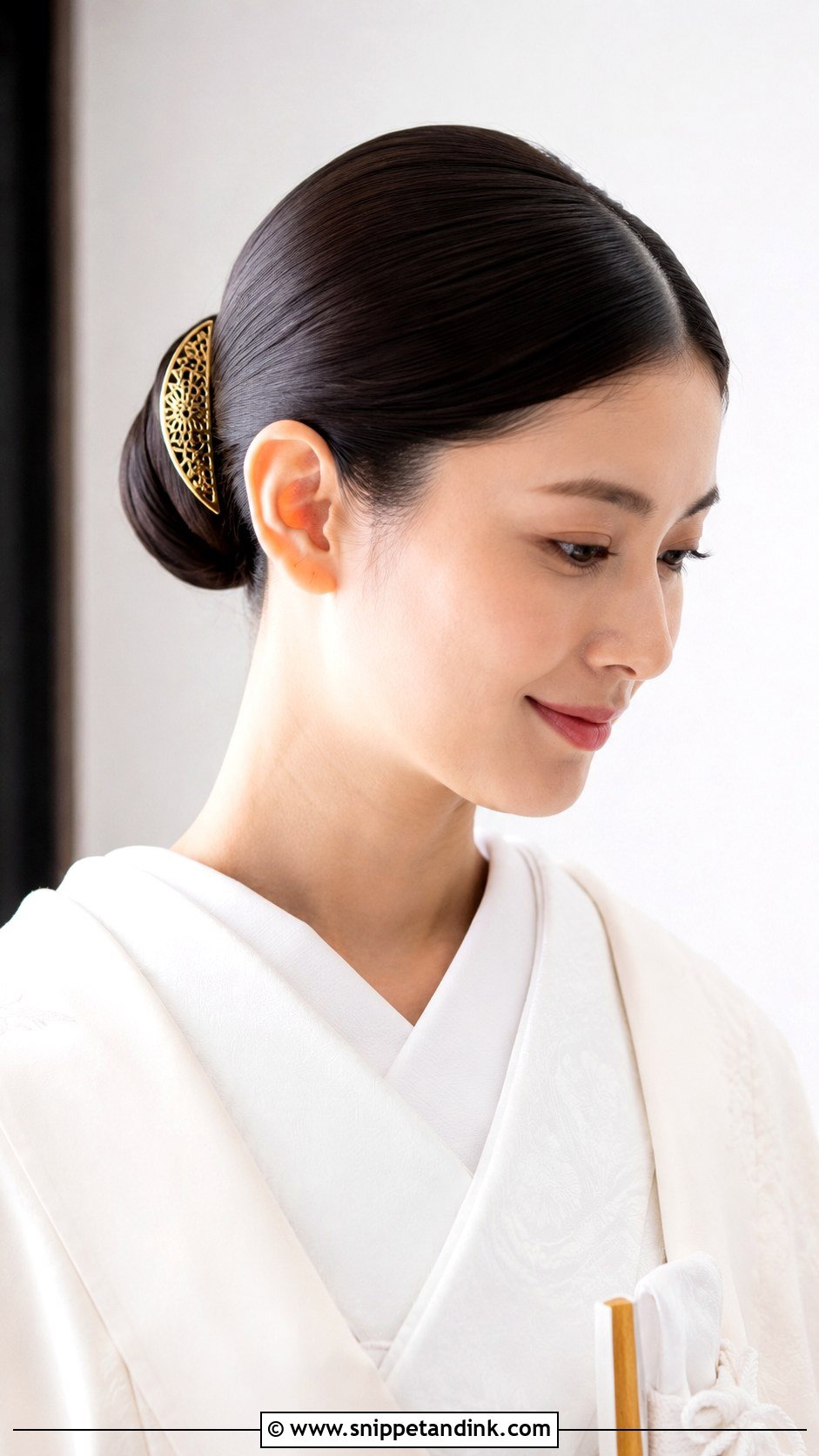 Japanese Wedding Sleek Bun - Snippet and Ink - 15 Japanese Wedding Hairstyle Ideas
