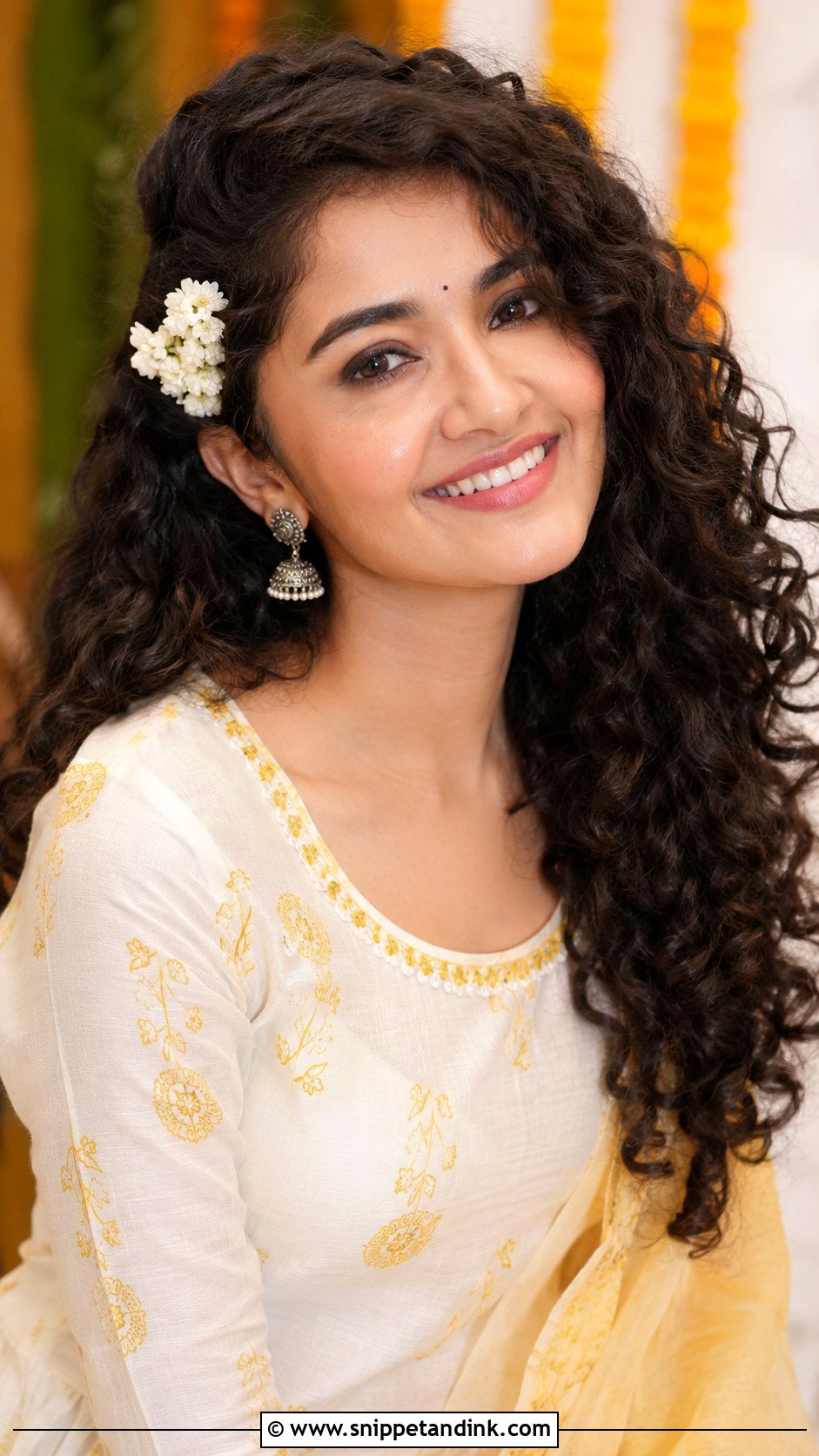 Jasmine Curls with Open Hair - Snippet and Ink - 25 Jasmine Flower Hairstyle Ideas