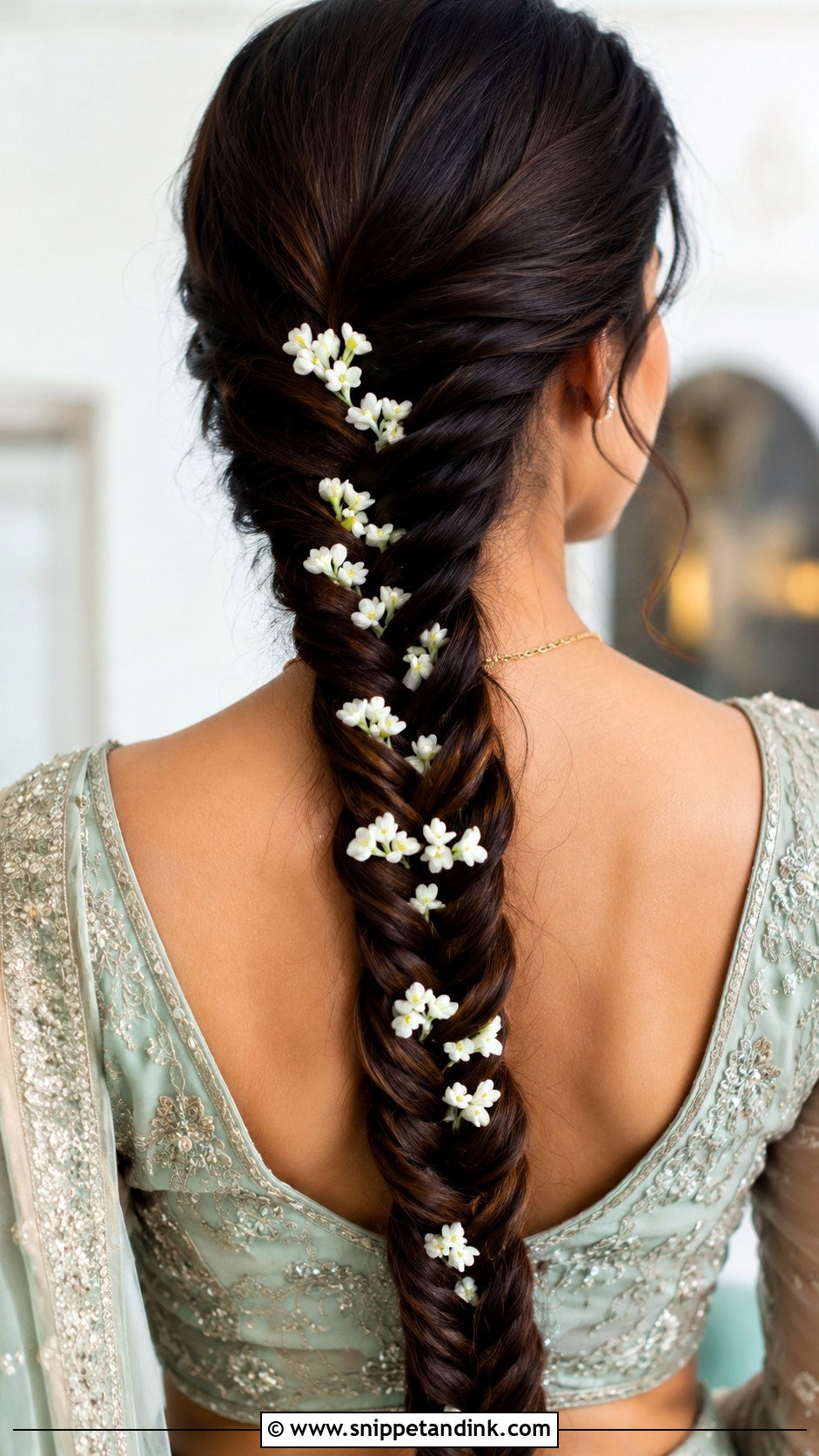 Jasmine Fishtail Braid - Snippet and Ink - 25 Jasmine Flower Hairstyle Ideas