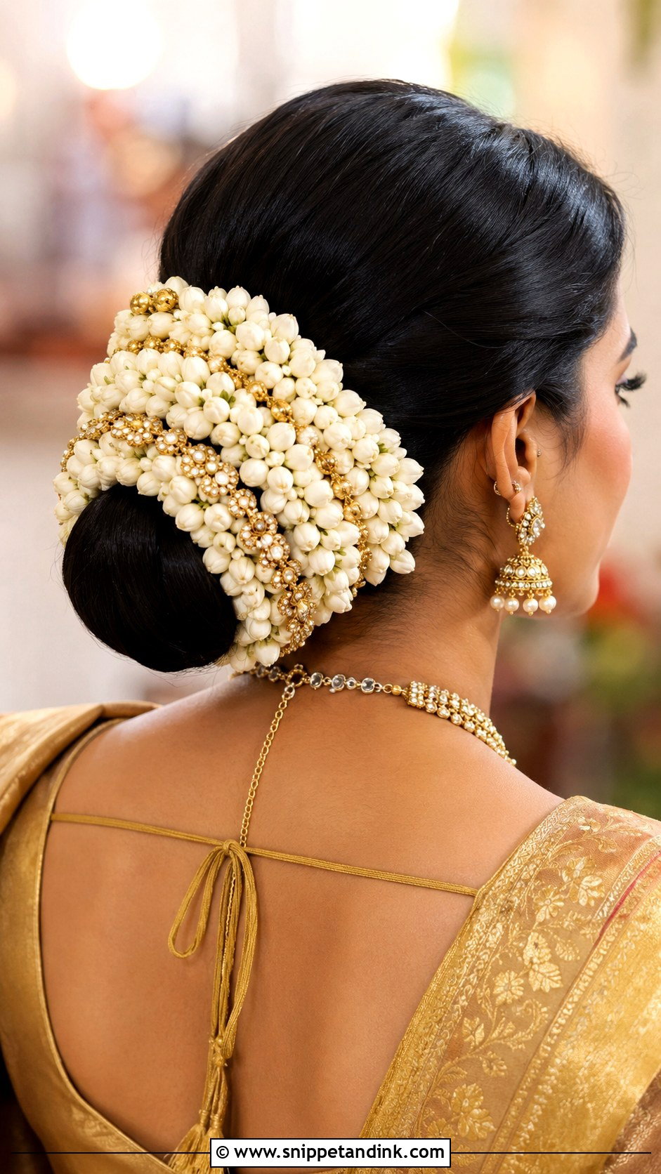 Jasmine Flower Bun - Snippet and Ink - 30 Indian Hairstyle for Wedding Ideas