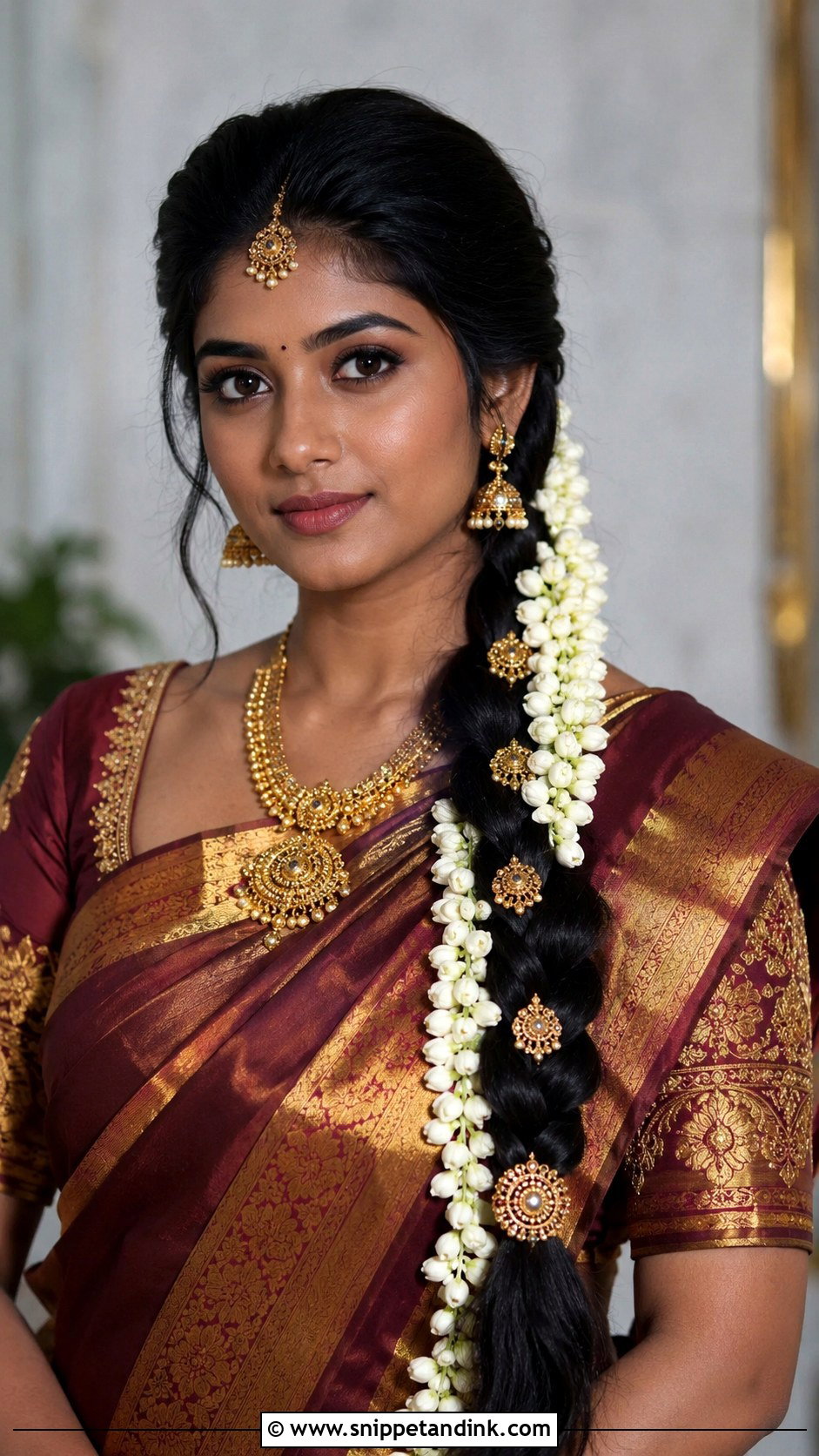 Jasmine Flower Side Braid - Snippet and Ink - 20 Hindu Bridal Hairstyles