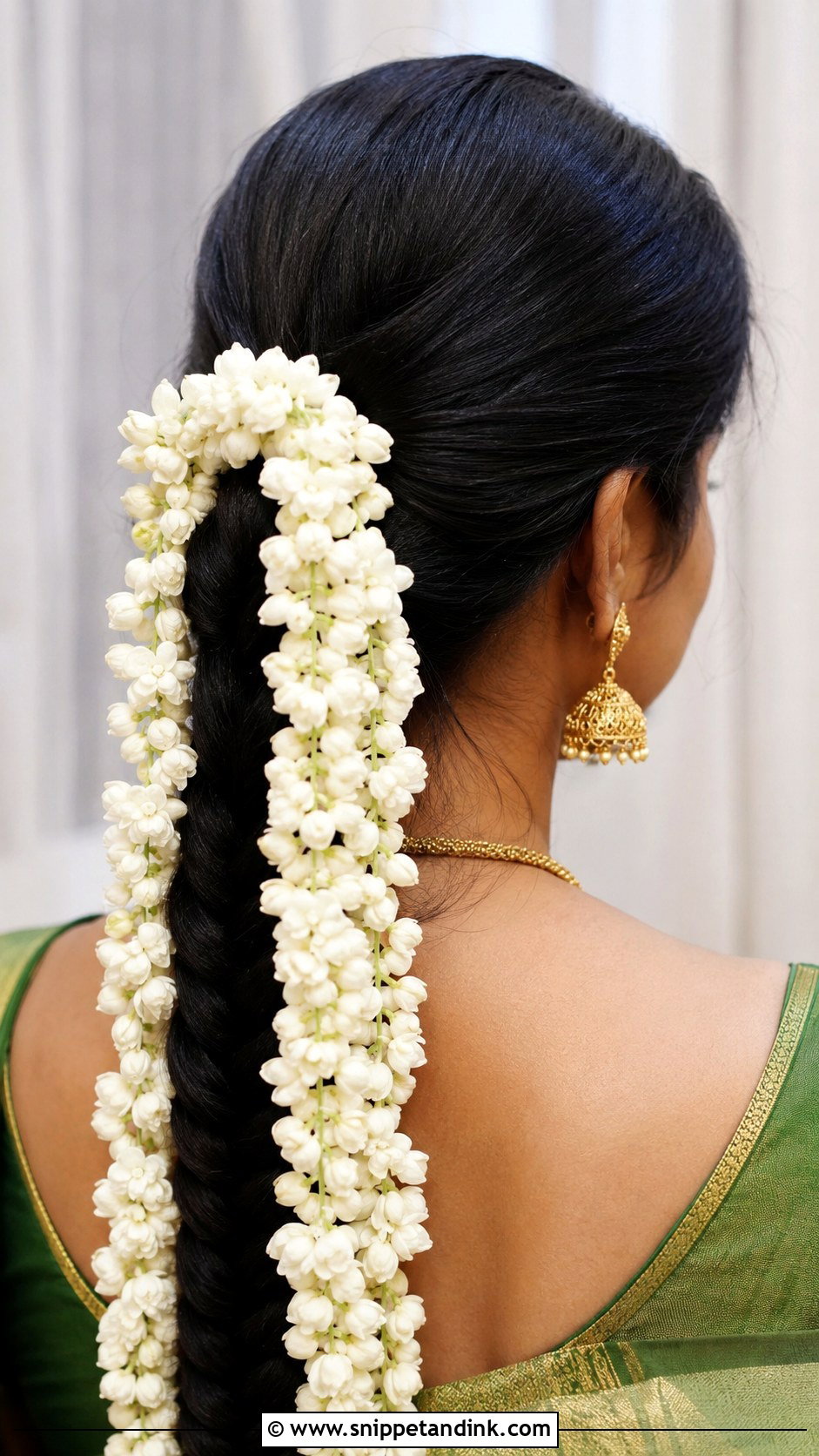 Jasmine Gajra Braid - Snippet and Ink - 25 South Indian Wedding Braids Hairstyles