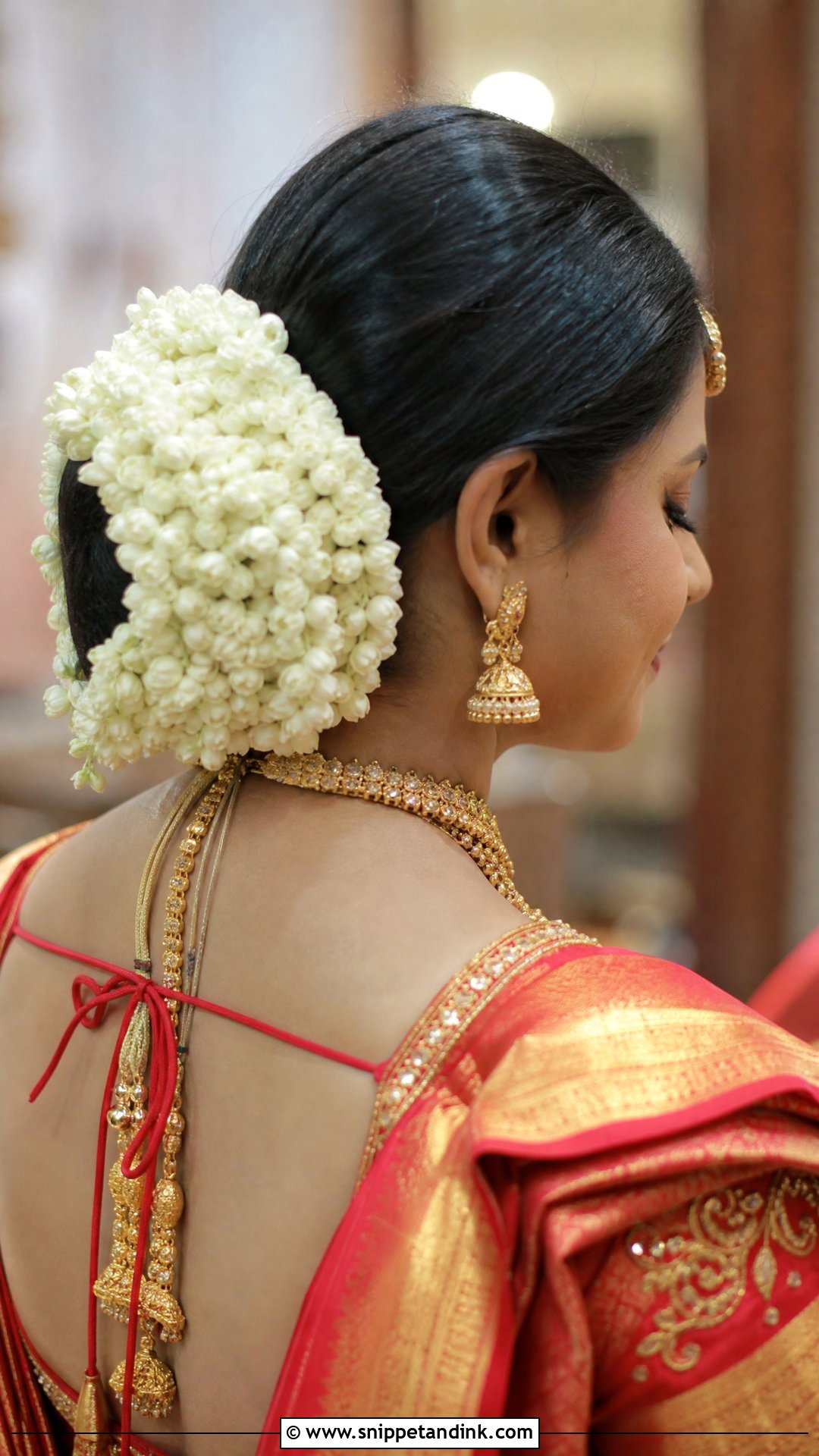 Jasmine Garland Bun For Muhurtham - Snippet and Ink - 20 Tamil Wedding Hairstyle Ideas